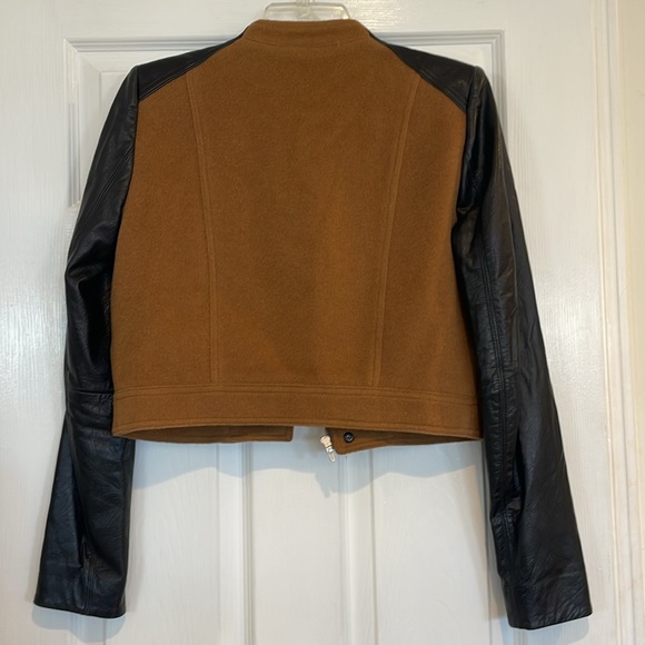 VEDA leather & wool cropped jacket - Picture 4 of 6